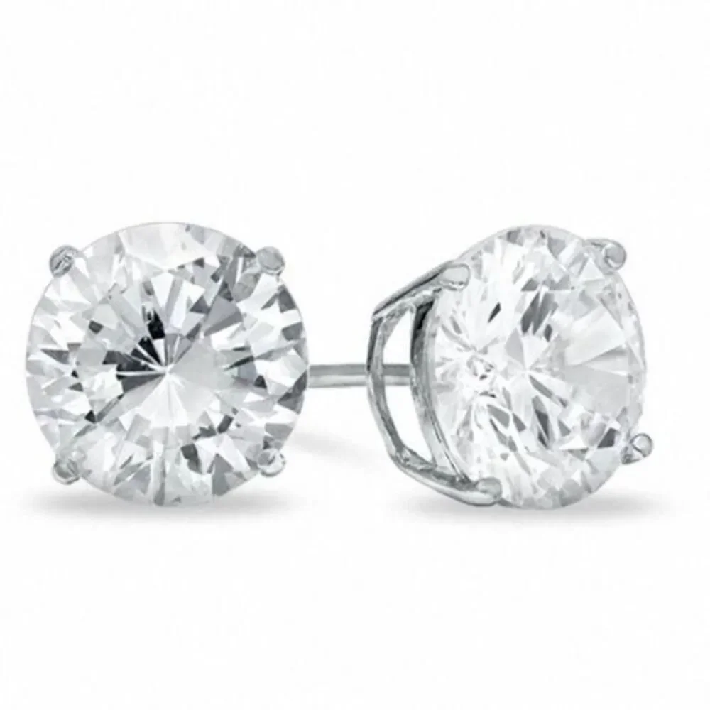 Renaissance Collection 14k White Gold CZ Studs